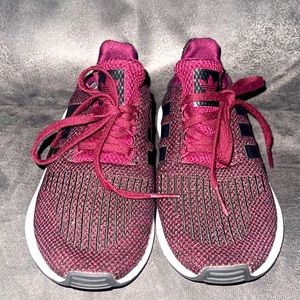 Adidas X_PLR shoes, burgundy color.